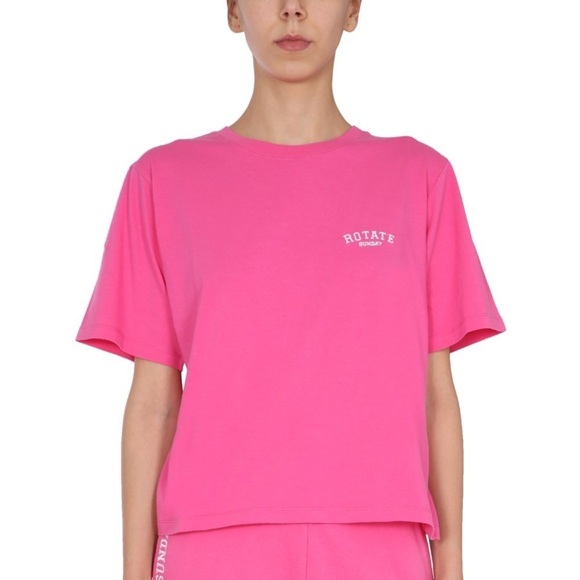Rotate Birger Christensen Aster Sunday T-Shirt in Carmine Rose pink Size XS - Picture 16 of 16
